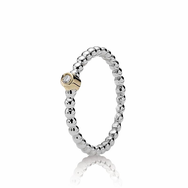 Pandora Evening Star Diamond Stackable Ring NZ Sale, Two Tone (145370-XWU)